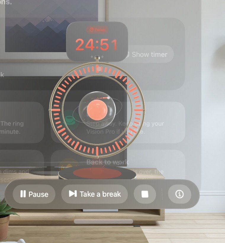 The timer in focus mode, coral segments counting down from 24:51